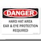 Signmission OSHA Decal, Hard Hat Area Ear & Eye Protection Required, 5in X 3.5in Decal, 3.5" H, 5" W, Landscape OS-DS-D-35-L-19381 - alternate 1